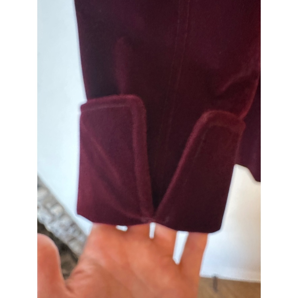 Commense Burgundy Velvet Two Piece Skirt Set Cropped Jacket Mini Skirt Small NWT - Picture 8 of 16